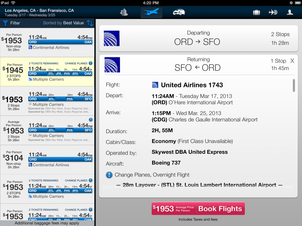 Orbitz Air Search iPad