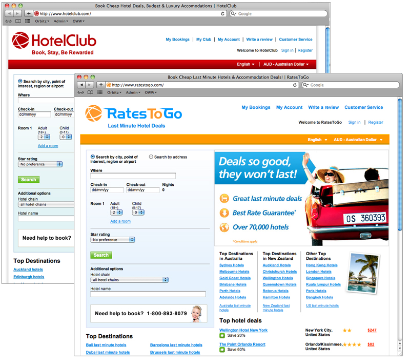 HotelClub and RatesToGo